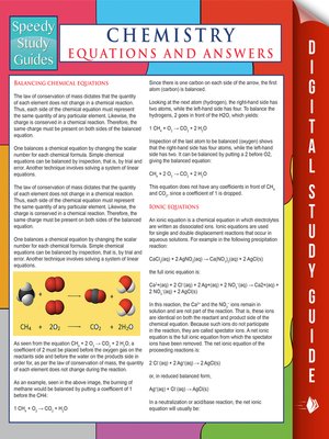 Chemistry Equations and Answers - ebook